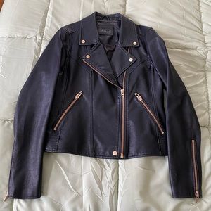 BlankNYC black faux leather jacked with gold zippers size large